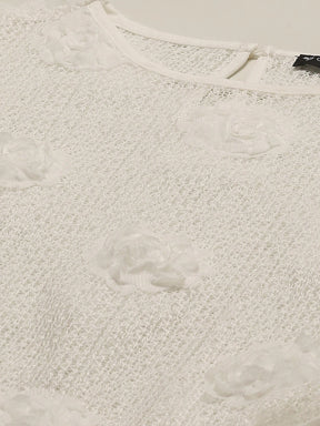 White Rose Floral Boxy Fit Sheer Top