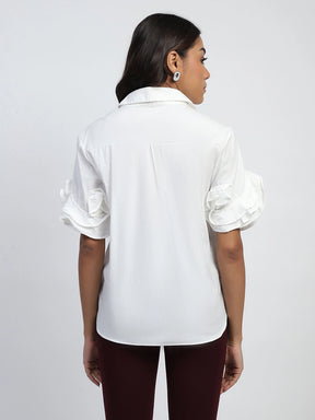 White Solid Cotton Regular Fit Shirt