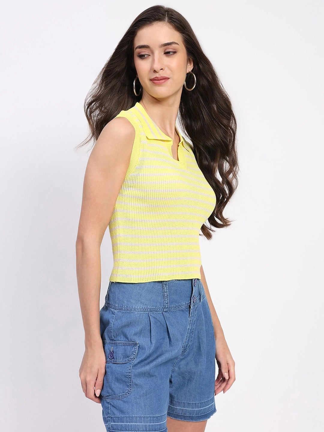 Viscose Striped Crop Top