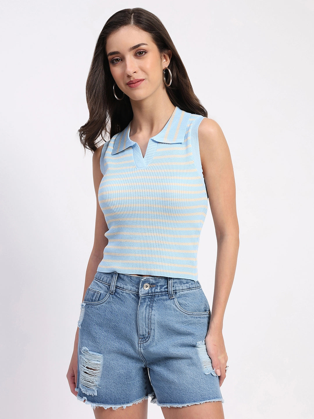 Viscose Striped Crop Top