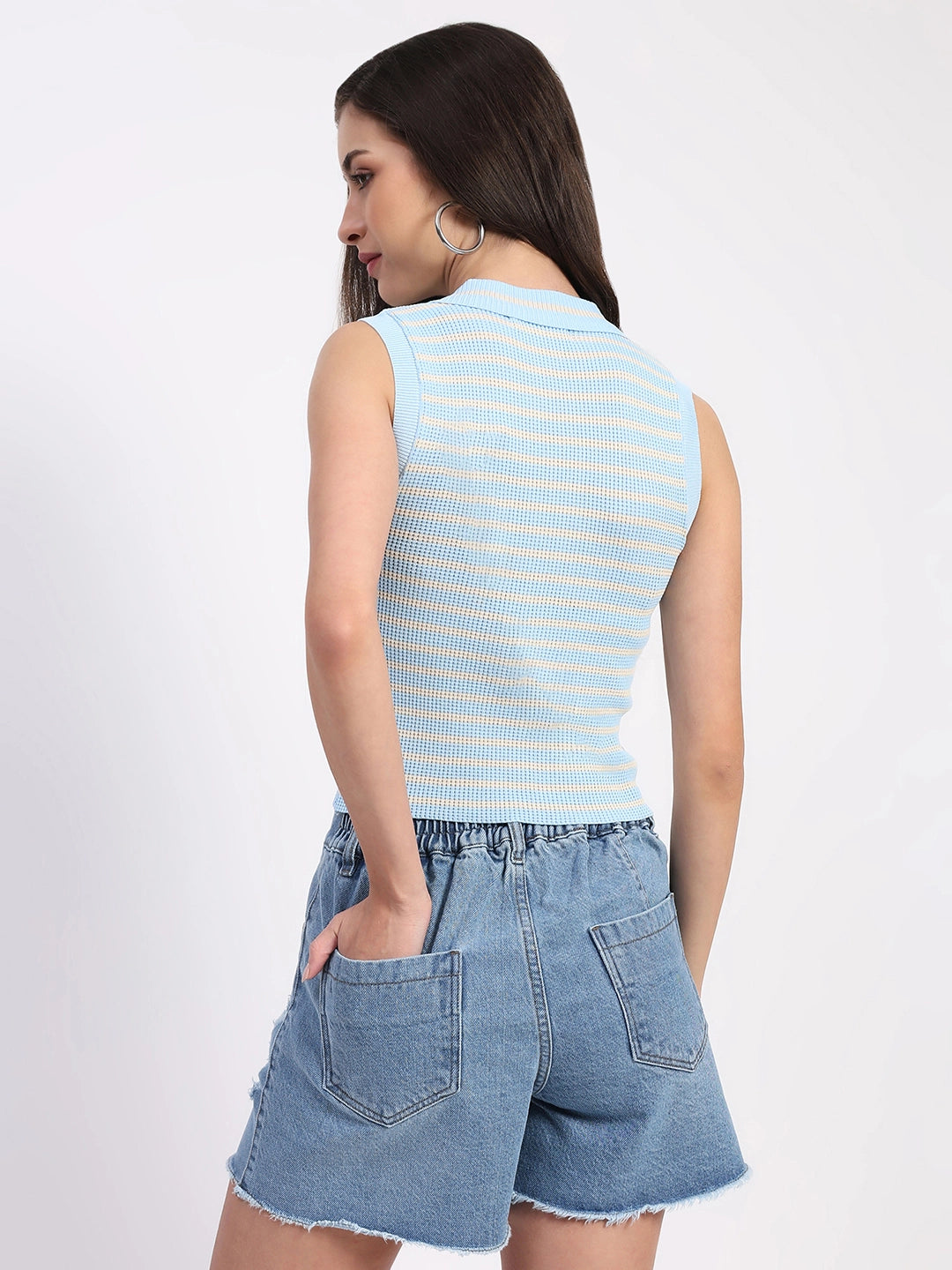Viscose Striped Crop Top - Global Republic