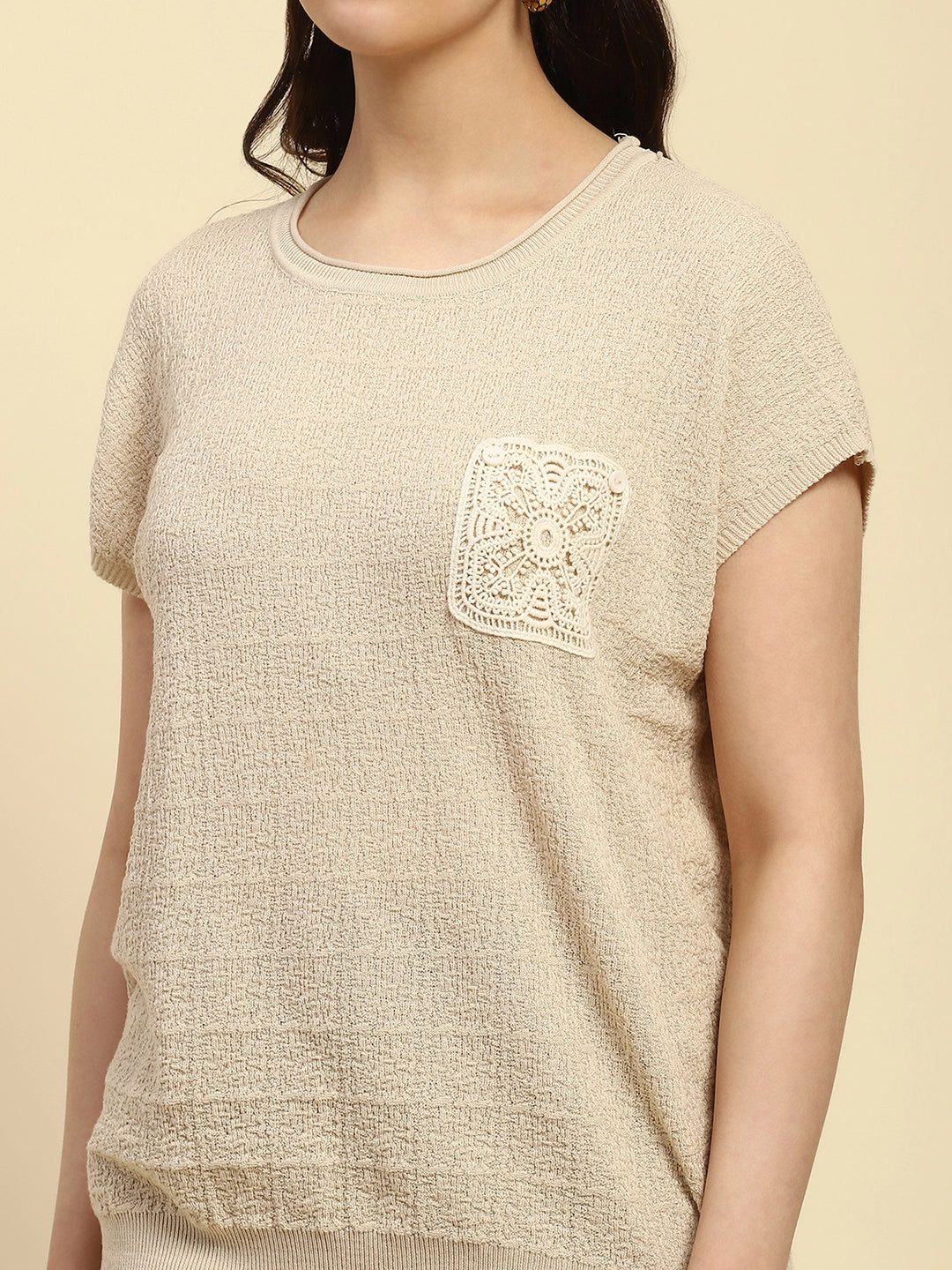 Natural Textured Viscose Boxy Top - Global Republic