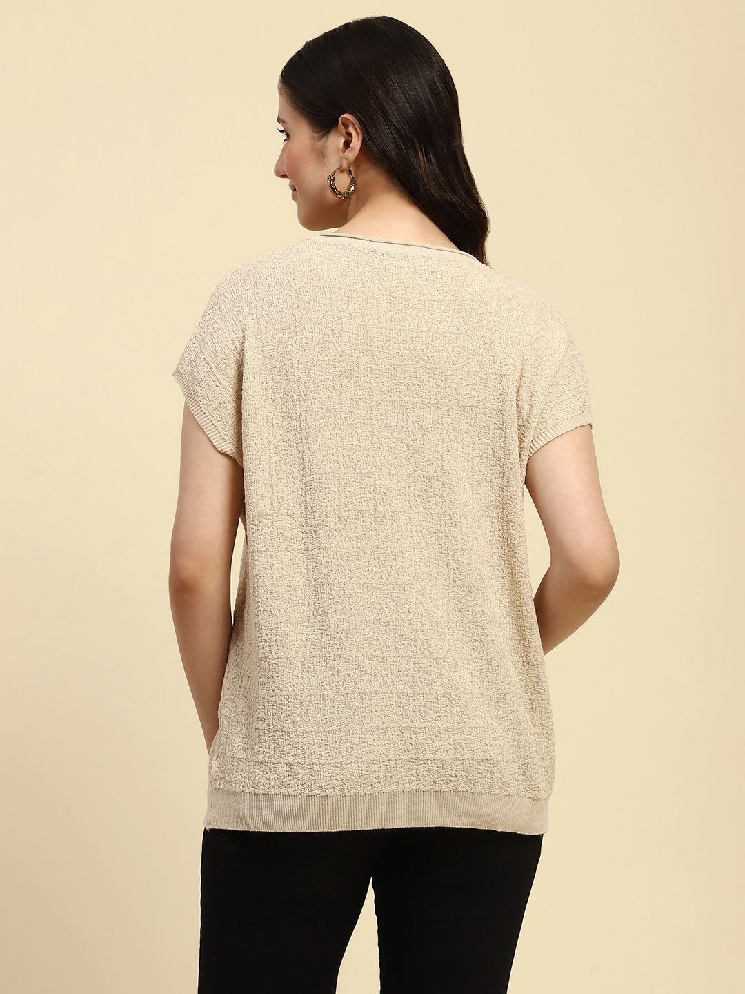 Natural Textured Viscose Boxy Top - Global Republic
