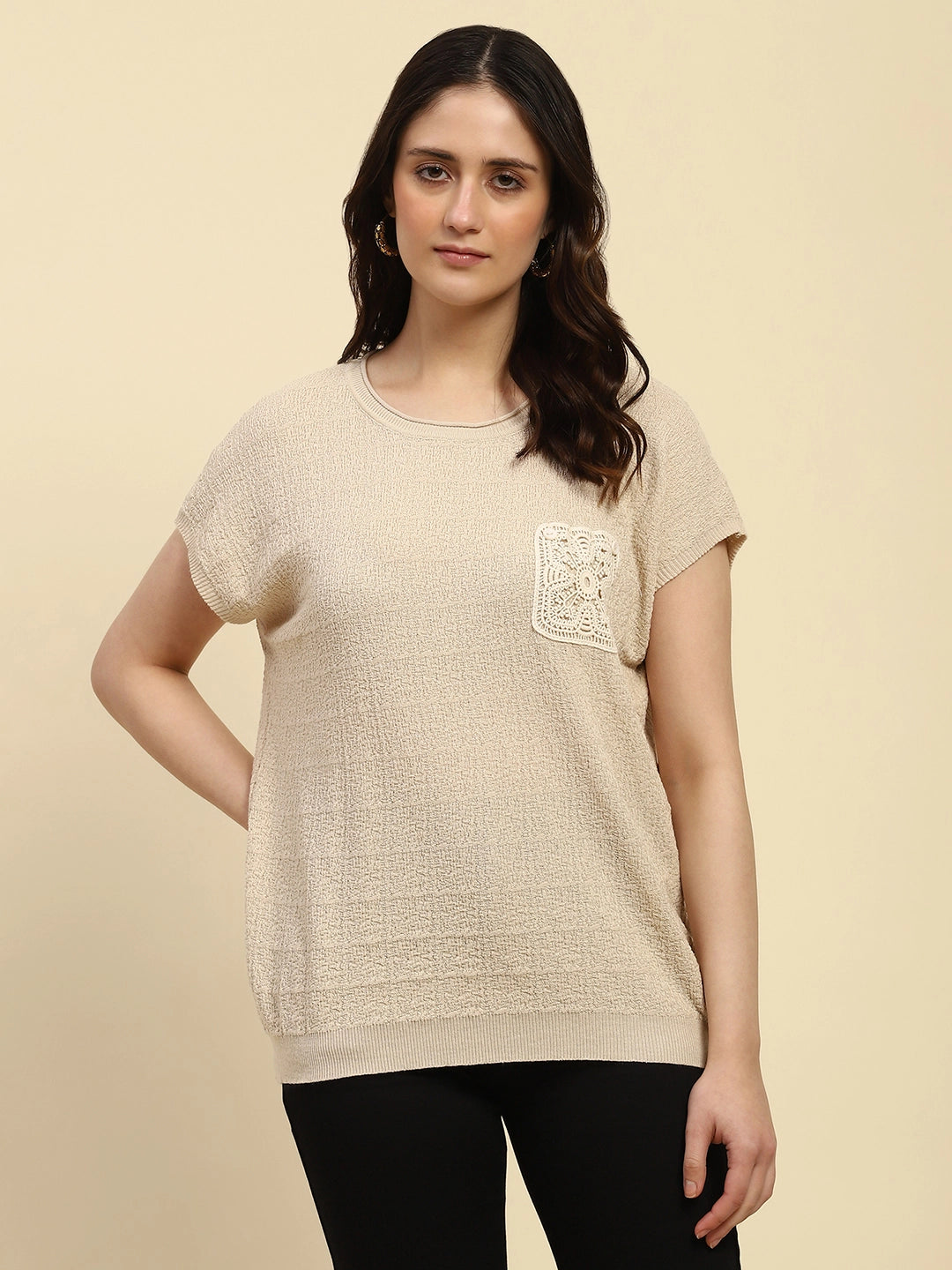 Natural Textured Viscose Boxy Top - Global Republic