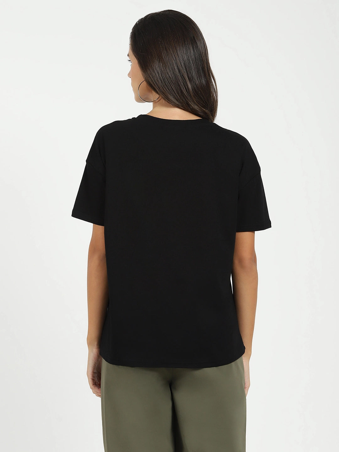 Black Embroidered Loose Fit Top