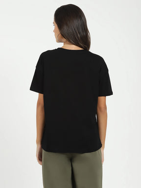 Black Embroidered Loose Fit Top