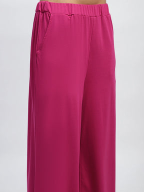 Pink Embroidered Solid Loungewear