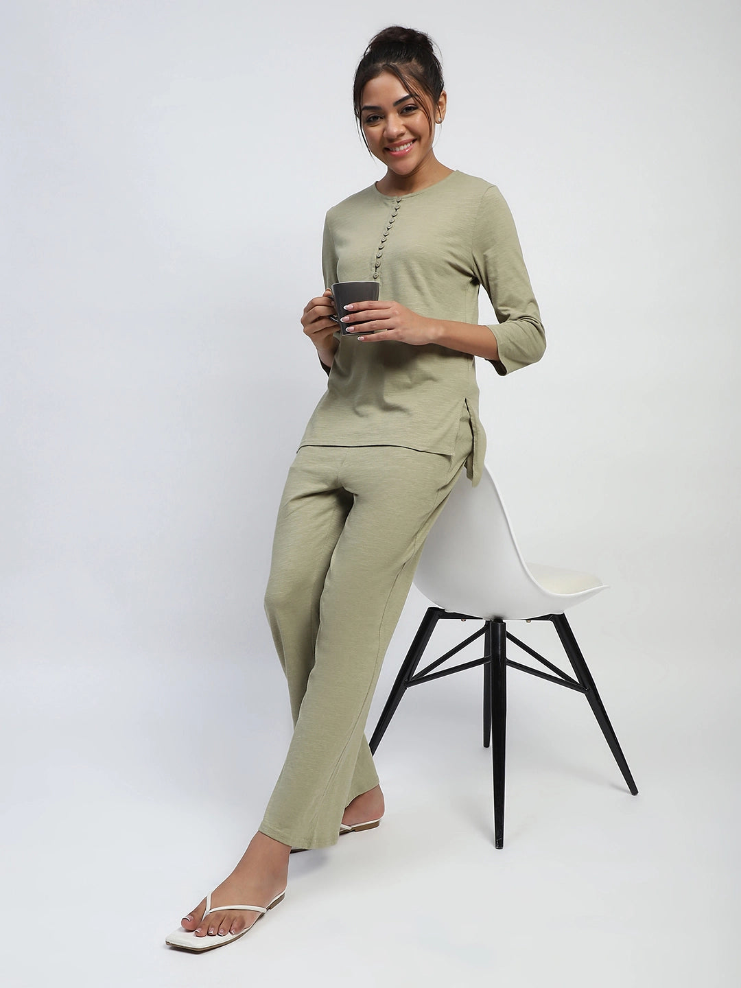 Green Solid cotton Lounge Wear - Global Republic