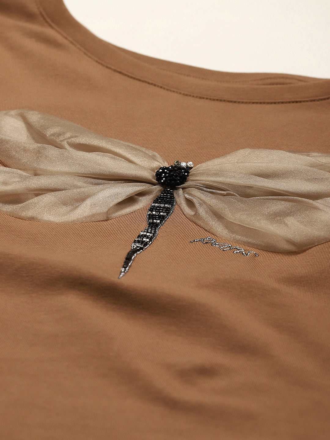 Brown Embroidered Cotton Top - Global Republic