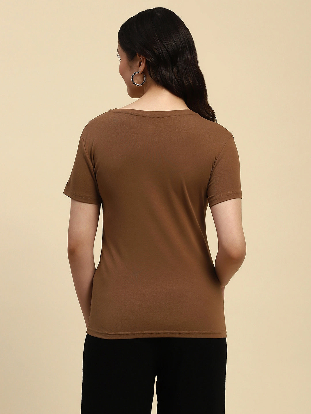 Brown Embroidered Cotton Top - Global Republic