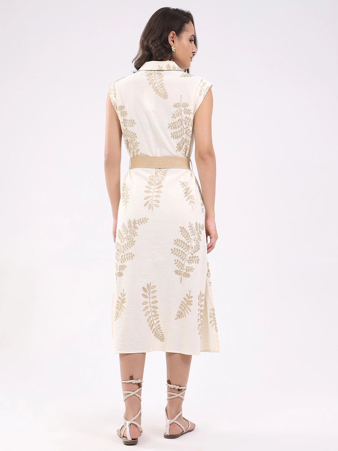 Beige Embroidered Shirt dress - Global Republic