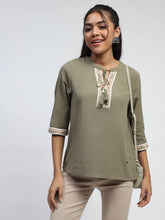 Olive Embroidered Cotton Top - Global Republic