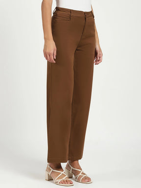 Brown Stretchable Loose Fit Trousers