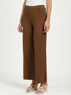 Brown Stretchable Loose Fit Trousers