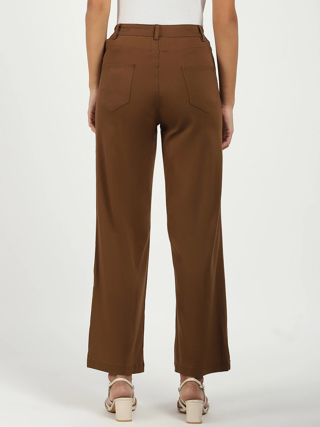 Brown Stretchable Loose Fit Trousers
