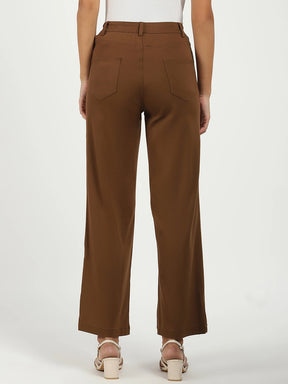 Brown Stretchable Loose Fit Trousers