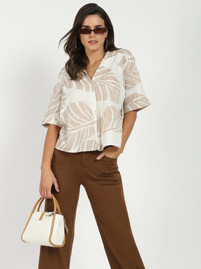 Brown Stretchable Loose Fit Trousers