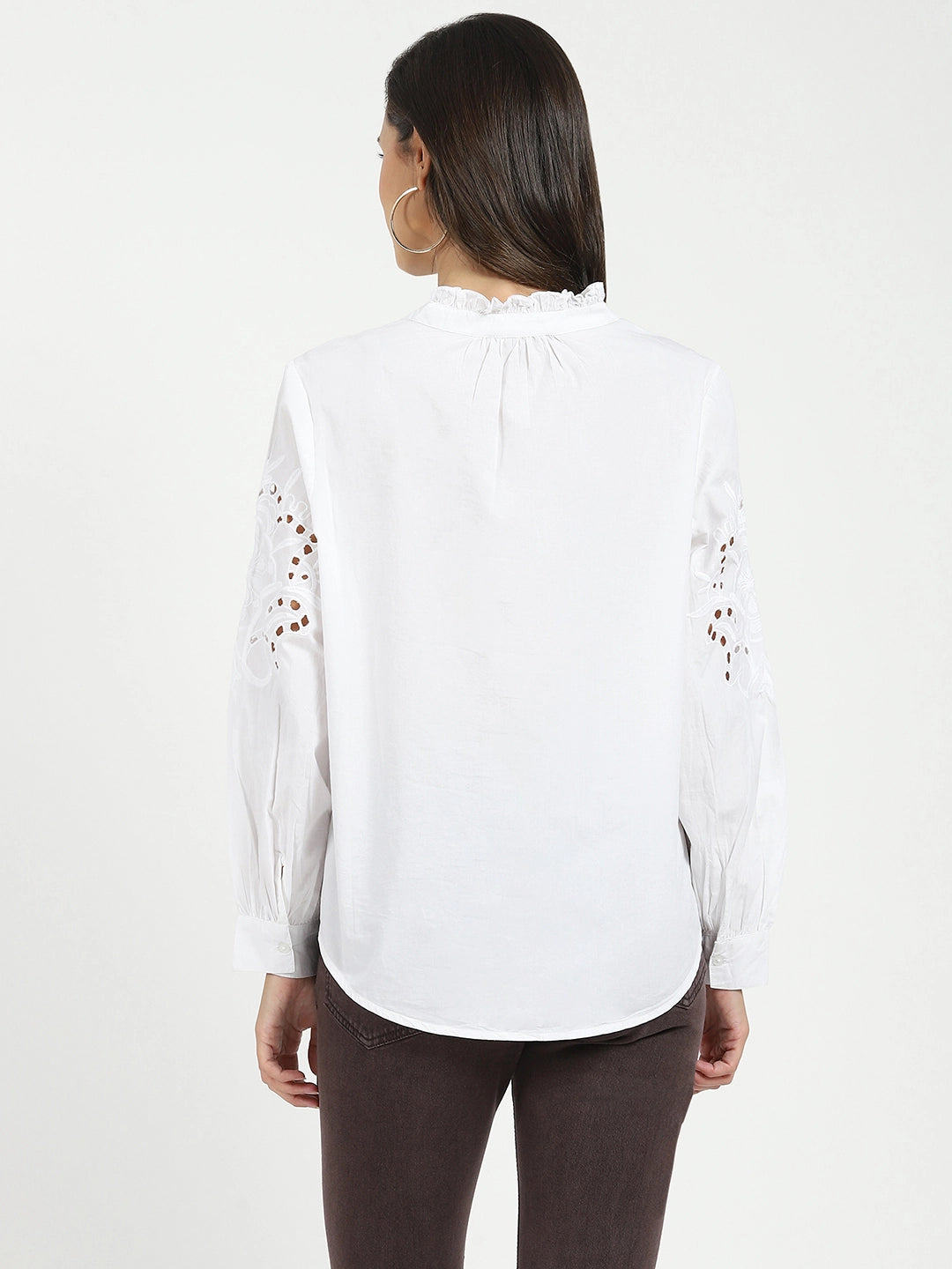 White Schiffli Loose Fit Top