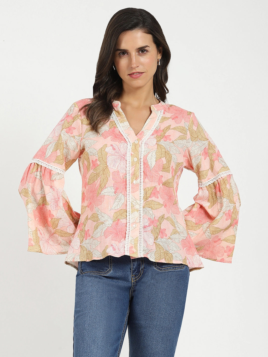 Pink Floral Print Top