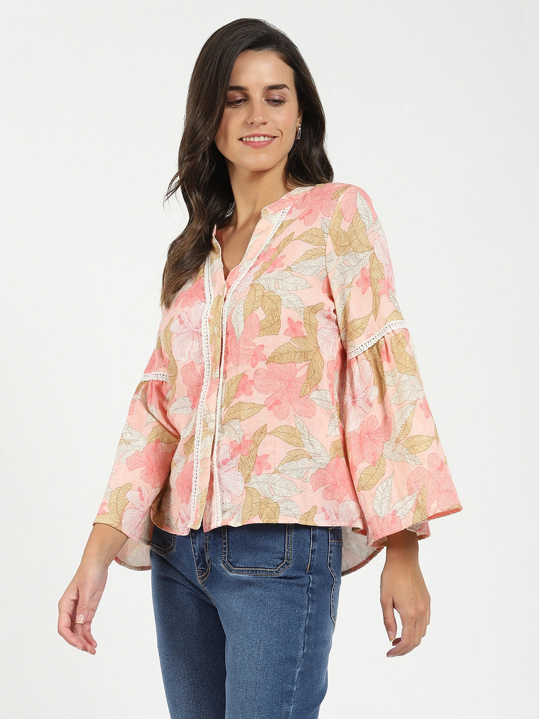 Pink Floral Print Top
