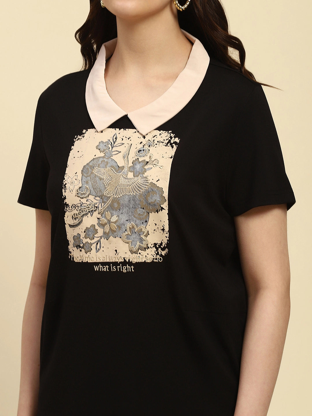 Black Motivational Quote Viscose Top - Global Republic