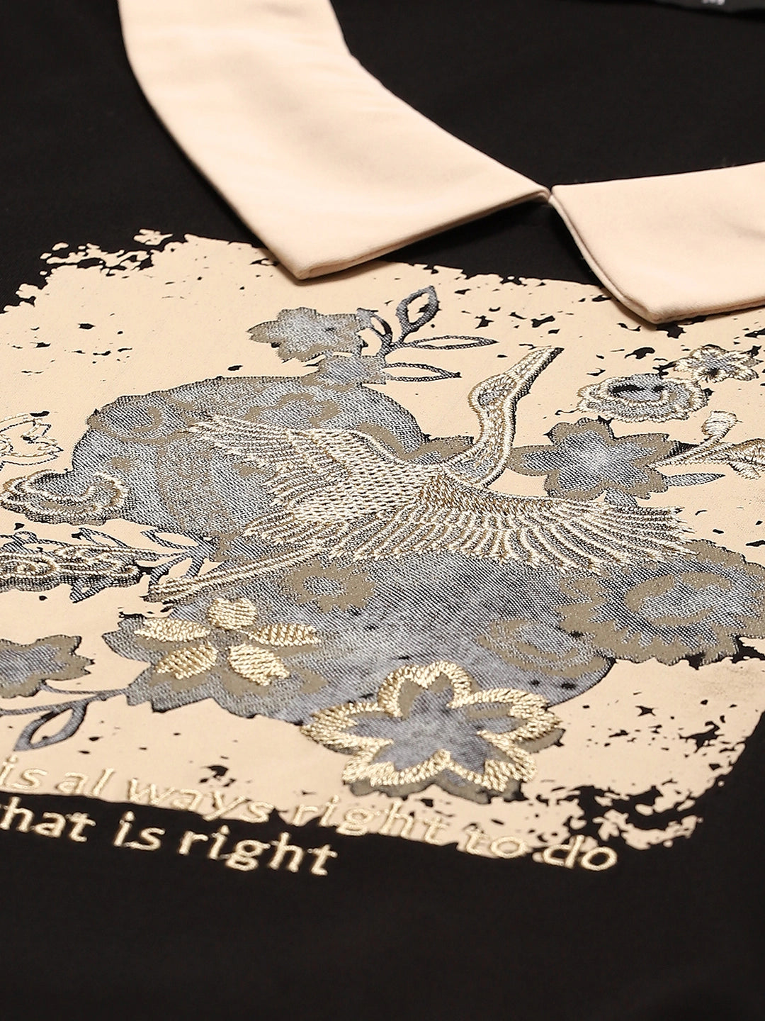 Black Motivational Quote Viscose Top - Global Republic