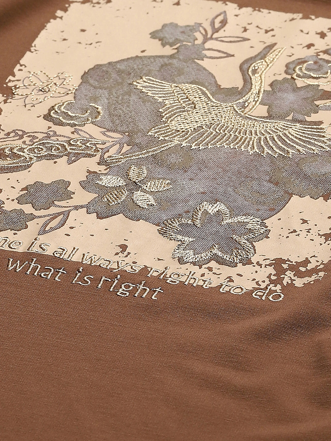 Brown Motivational Quote Viscose Top - Global Republic