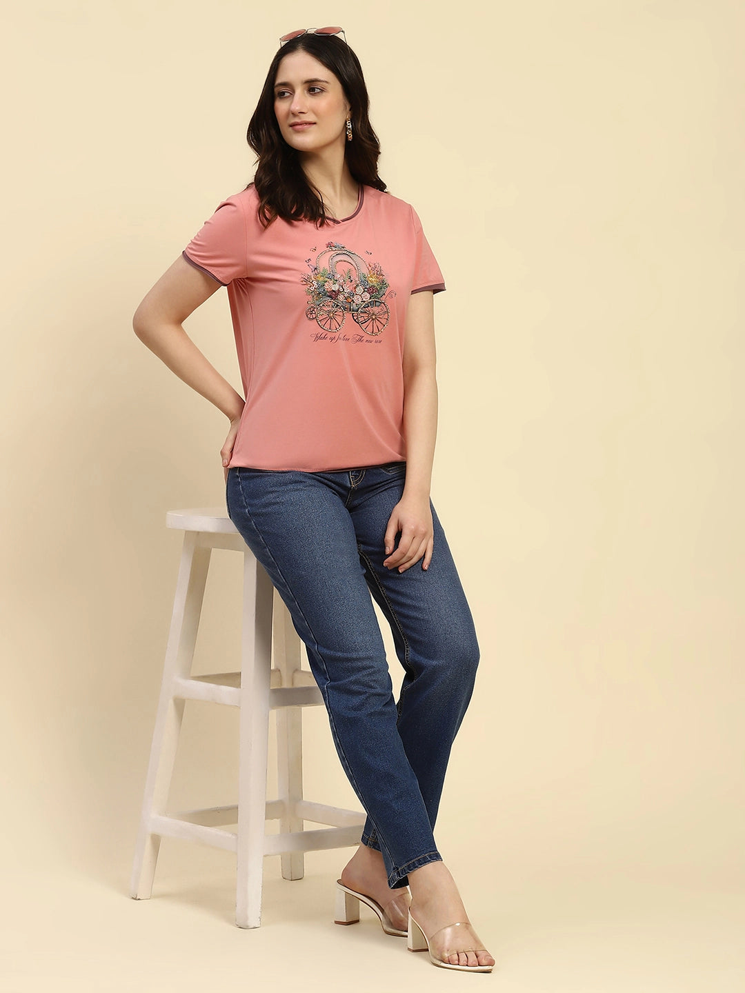 Pink Embroidered Modal Top