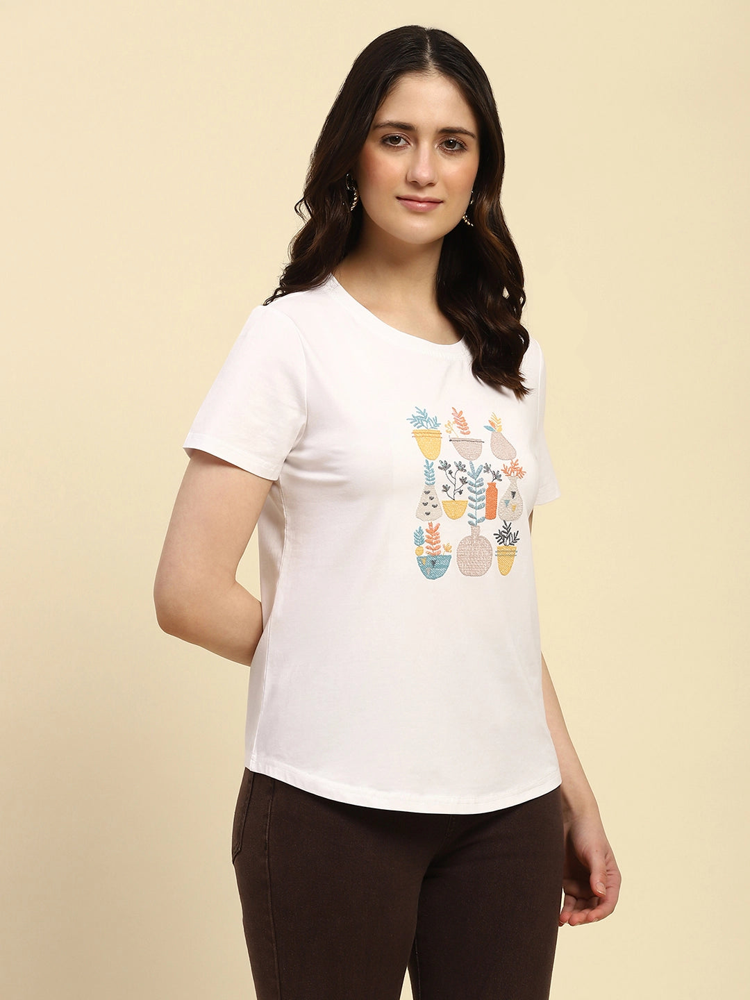 White Embroidered Cotton Top
