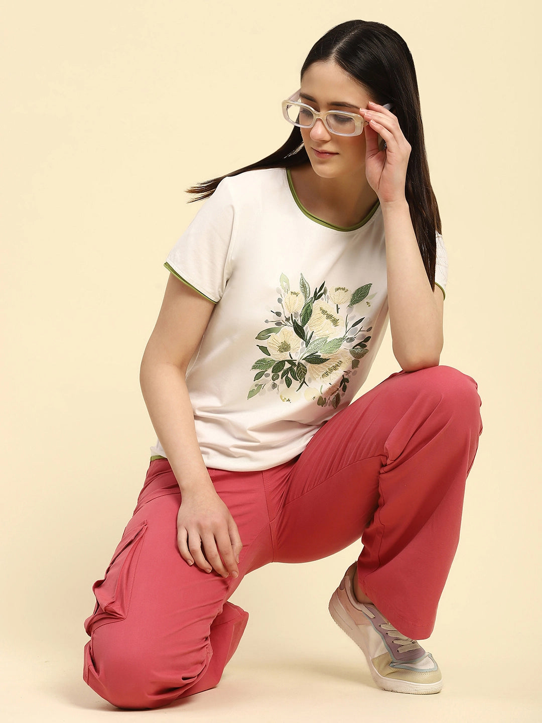 Cream Embroidered Cotton Top