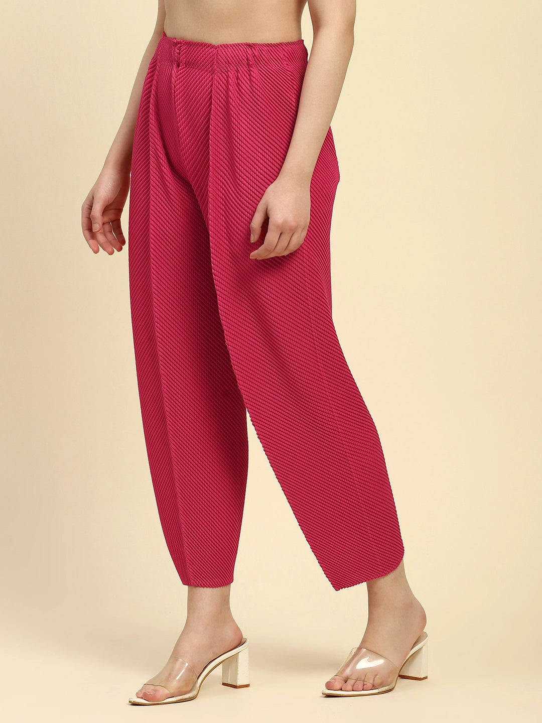 Hot Pink Pleated  Loose Lower - Global Republic