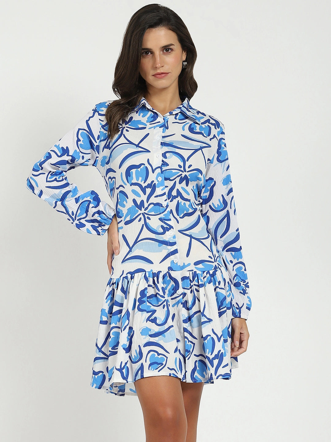 White Flared Shirt Dress