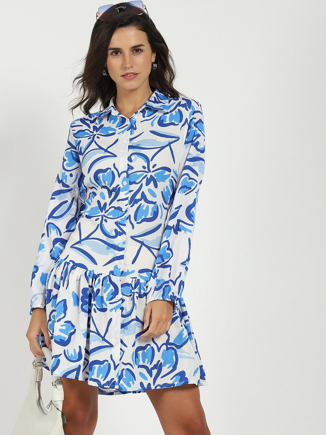 White Flared Shirt Dress