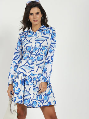 White Flared Shirt Dress