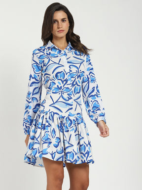 White Flared Shirt Dress