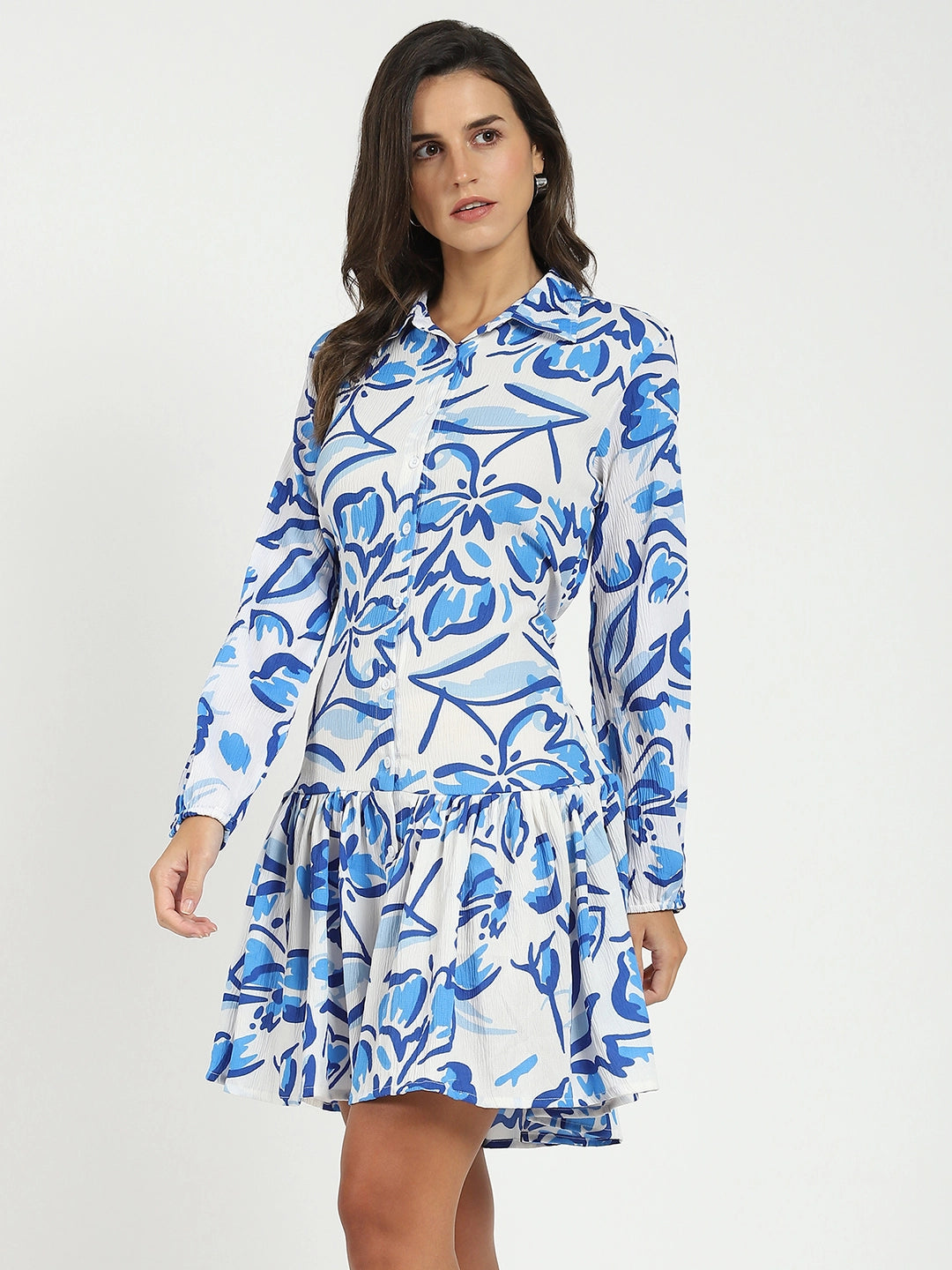 White Flared Shirt Dress