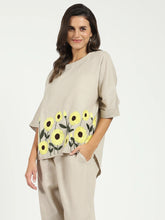 Floral Embroidered Linen Loose Top