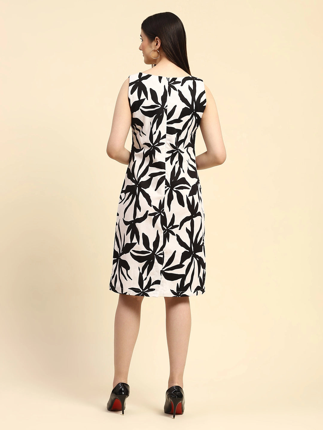 Monochrome Cotton Sheath Dress - Global Republic