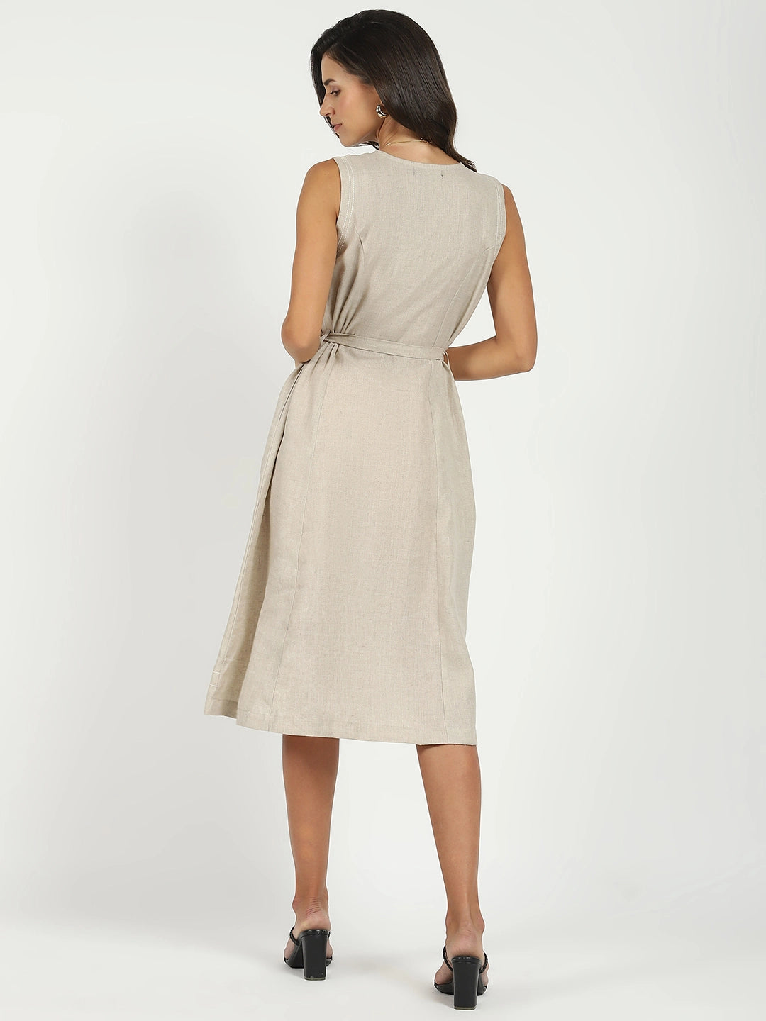 Natural Linen A-Line Dress