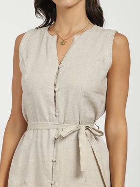 Natural Linen A-Line Dress