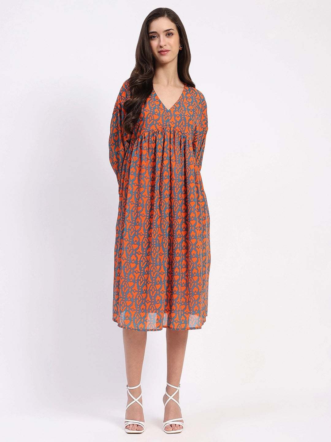 Georgette Abstract Fit & Flare Dress - Global Republic