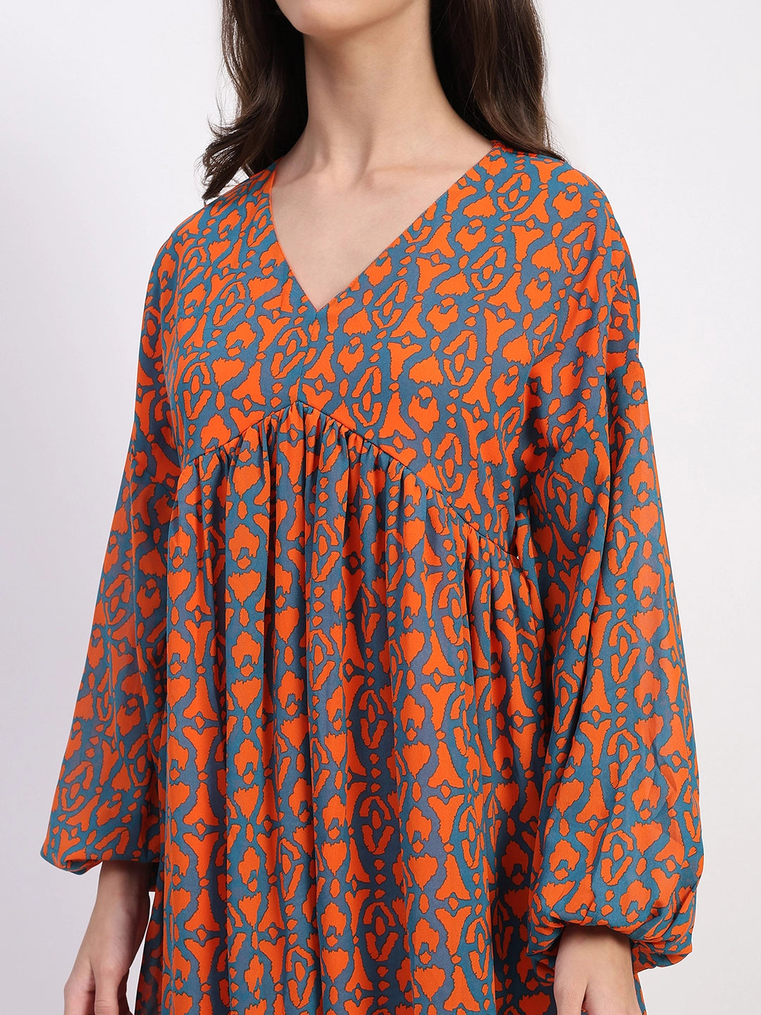 Georgette Abstract Fit & Flare Dress - Global Republic