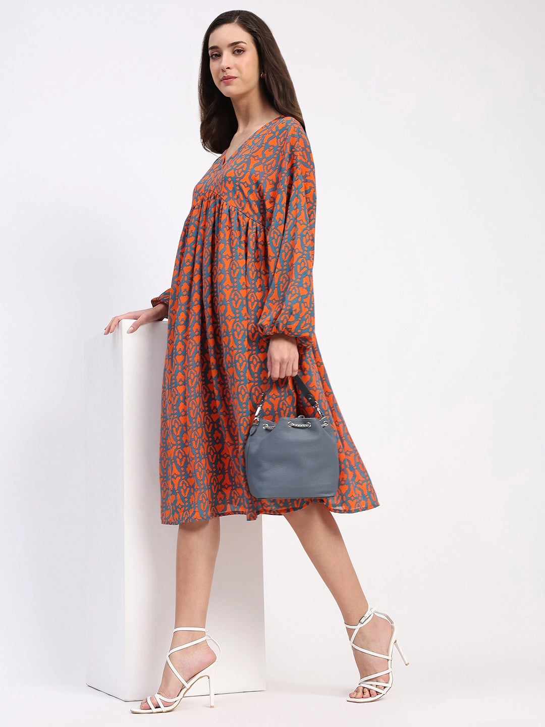 Georgette Abstract Fit & Flare Dress - Global Republic