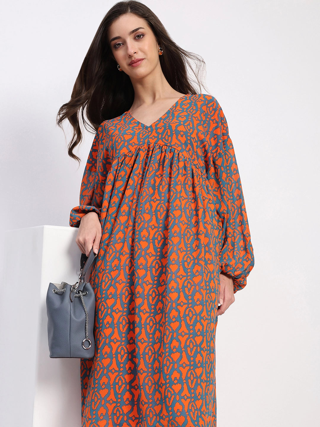 Georgette Abstract Fit & Flare Dress - Global Republic