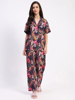 Floral Viscose Muslin Night Suit - Global Republic