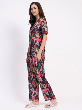 Floral Viscose Muslin Night Suit - Global Republic