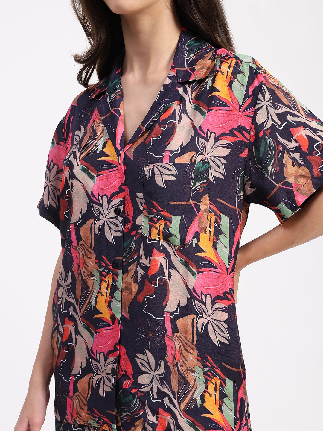 Floral Viscose Muslin Night Suit - Global Republic