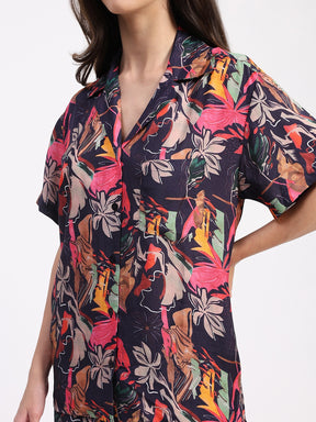 Floral Viscose Muslin Night Suit - Global Republic