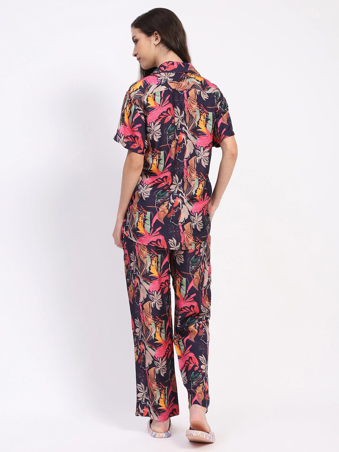 Floral Viscose Muslin Night Suit - Global Republic