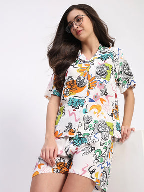 Modal Rayon Quirky Print Short Set - Global Republic